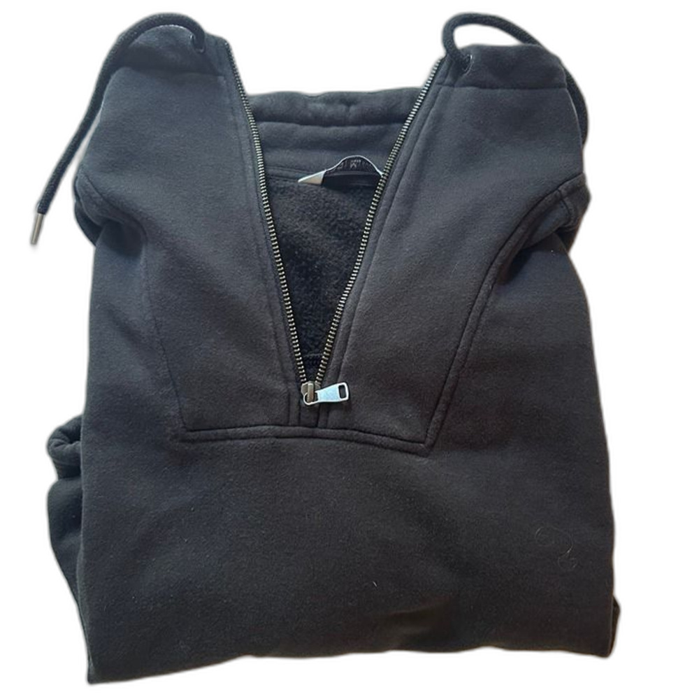 DSG Black Cropped 1/4 Zip Hoodie M Adjustable Hem